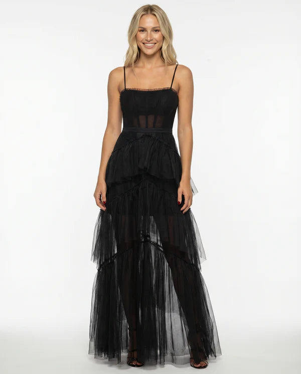 Amada | Women's Corset Sleeveless Tiered Ruffle Wedding Guest Dress