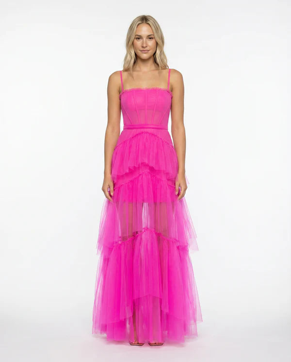 Amada | Women's Corset Sleeveless Tiered Ruffle Wedding Guest Dress