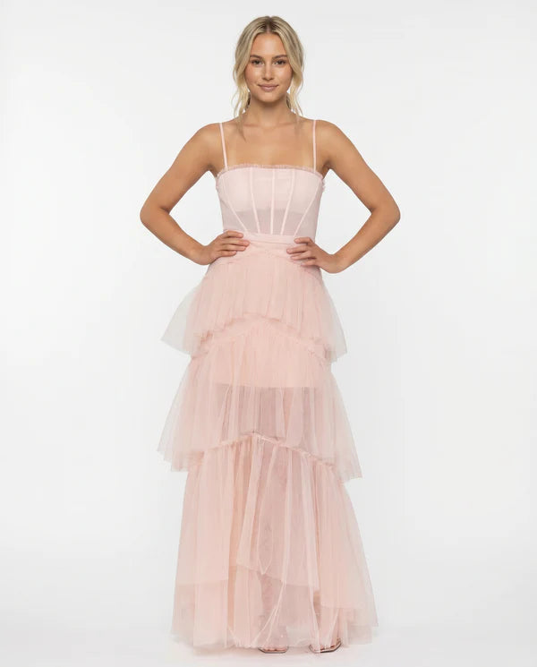 Amada | Women's Corset Sleeveless Tiered Ruffle Wedding Guest Dress