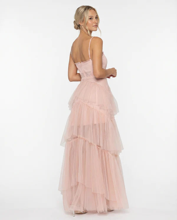 Amada | Women's Corset Sleeveless Tiered Ruffle Wedding Guest Dress