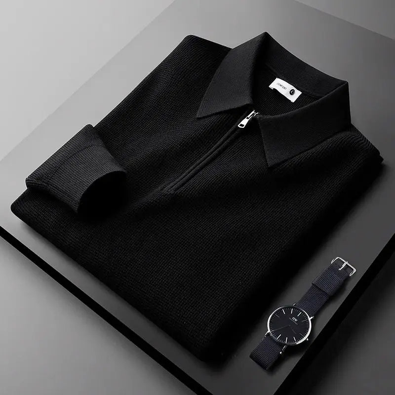 Amadeus | Men's Collared Long Sleeve Zip Front Fitted Shirt