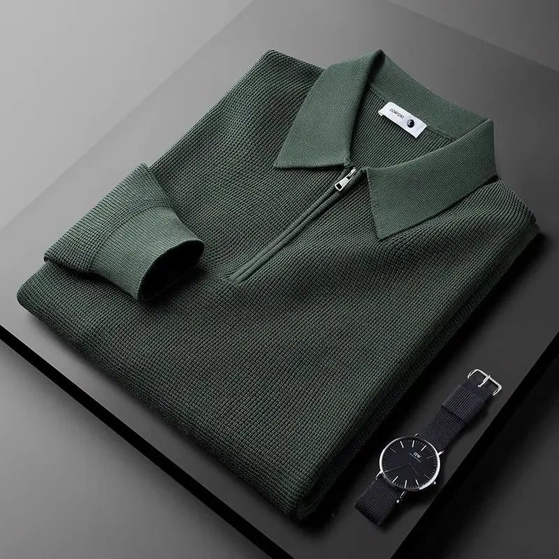 Amadeus | Men's Collared Long Sleeve Zip Front Fitted Shirt