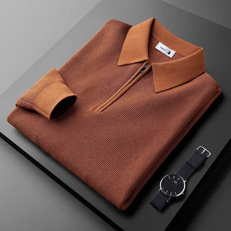 Amadeus | Men's Collared Long Sleeve Zip Front Fitted Shirt