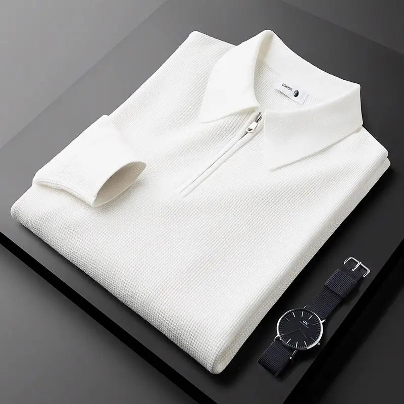 Amadeus | Men's Collared Long Sleeve Zip Front Fitted Shirt