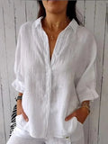 Amado | Women’s Pointed Collar Button Front Summer Shirt