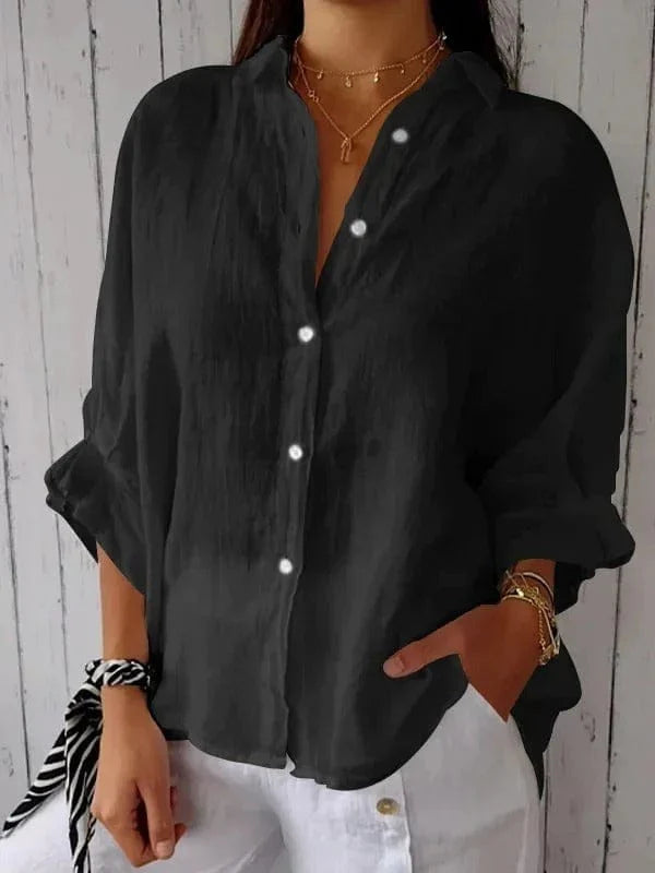 Amado | Women’s Pointed Collar Button Front Summer Shirt