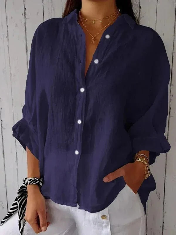 Amado | Women’s Pointed Collar Button Front Summer Shirt