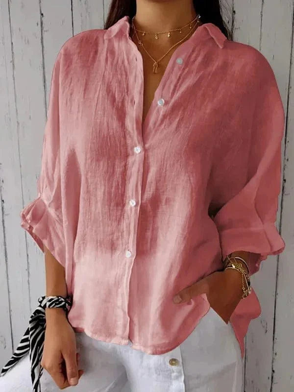 Amado | Women’s Pointed Collar Button Front Summer Shirt