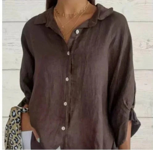 Amado | Women’s Pointed Collar Button Front Summer Shirt