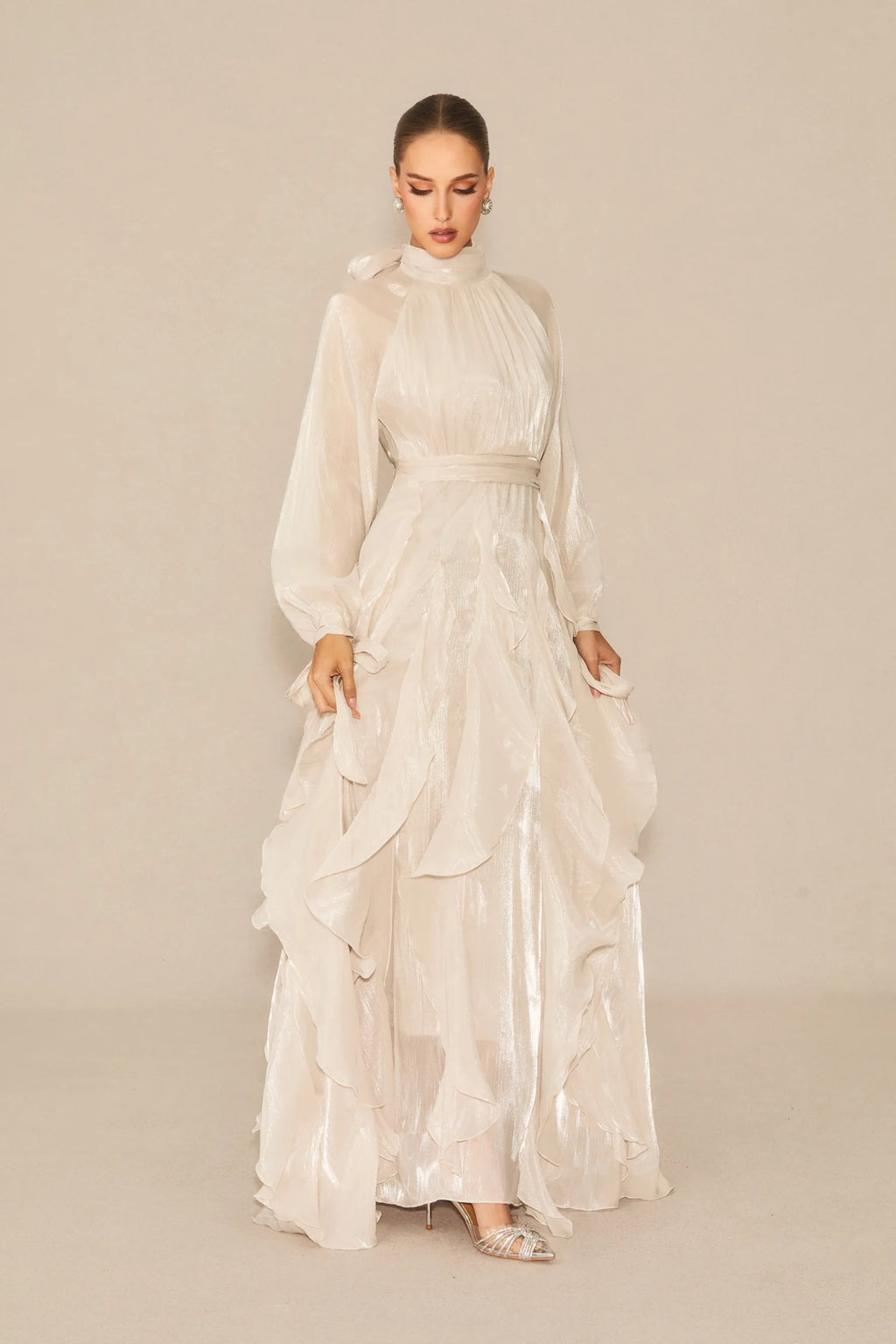Amalfi | Women’s Mock Neck Ruffle Tiered Flowy Maxi Dress