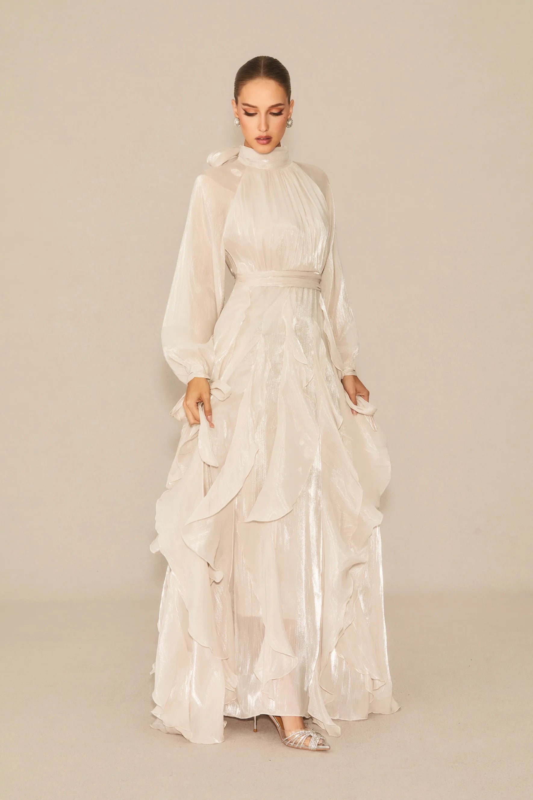 Amalfi | Women’s Mock Neck Ruffle Tiered Flowy Maxi Dress