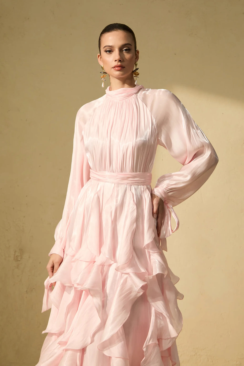 Amalfi | Women’s Mock Neck Ruffle Tiered Flowy Maxi Dress