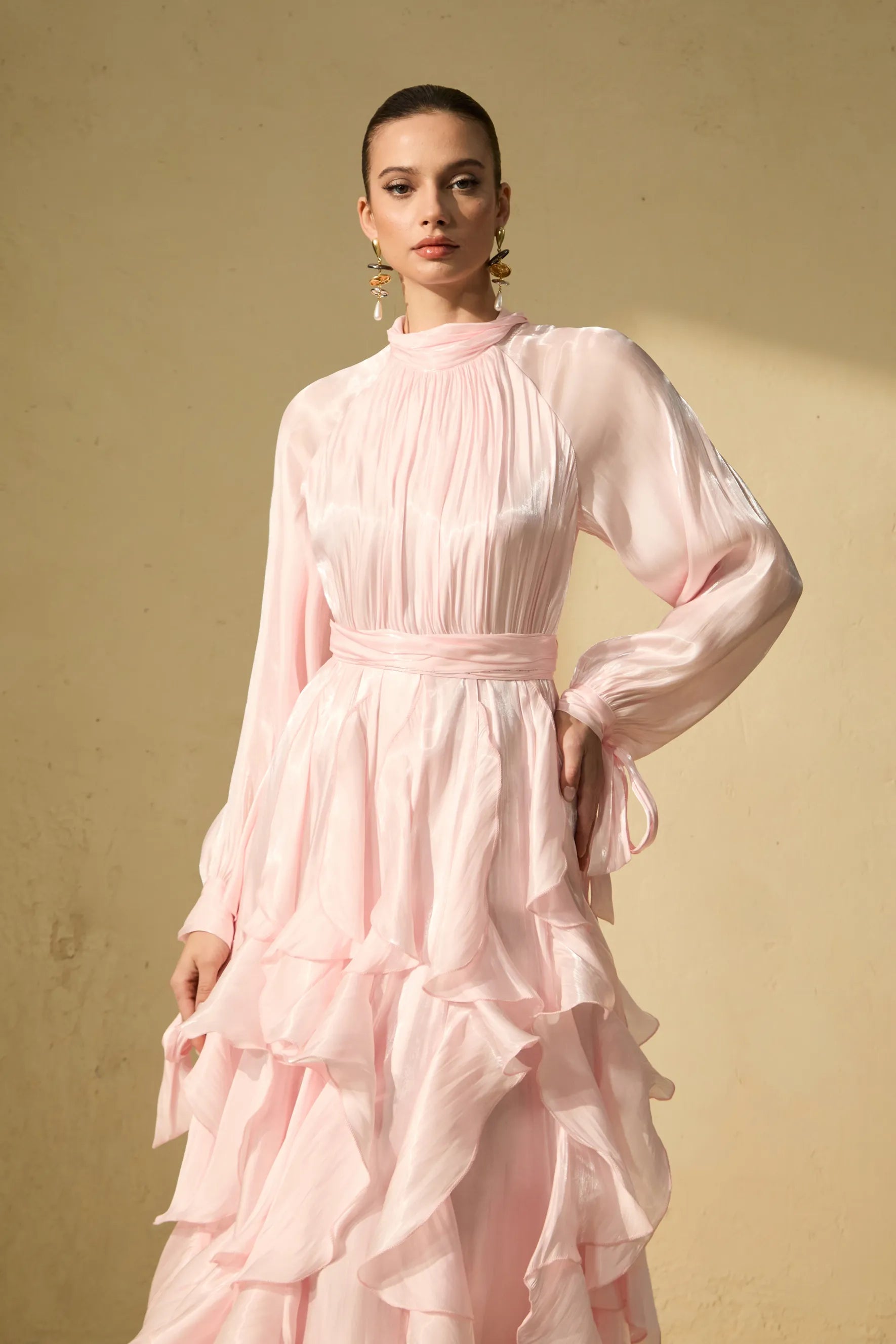 Amalfi | Women’s Mock Neck Ruffle Tiered Flowy Maxi Dress