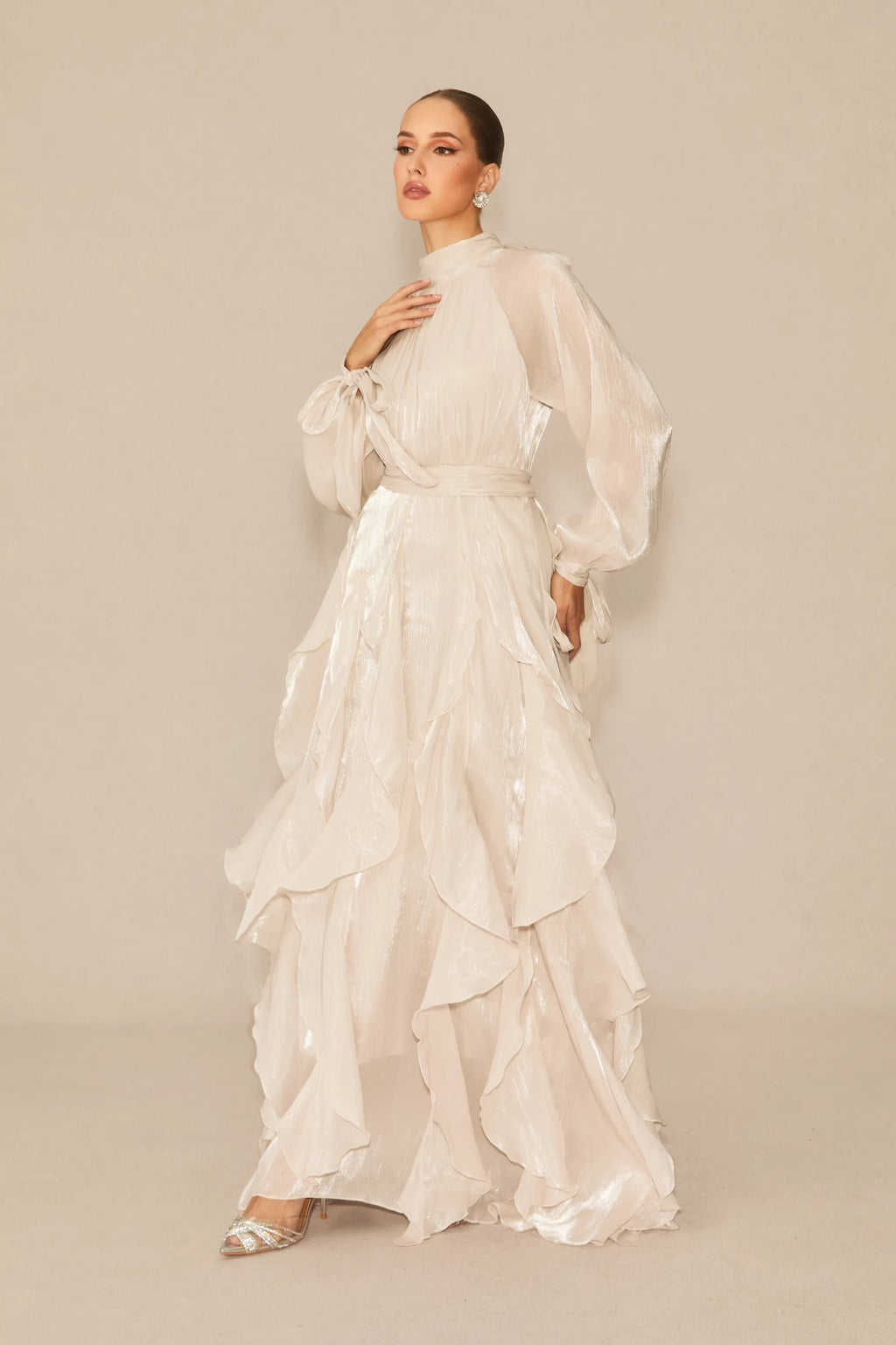 Amalfi | Women’s Mock Neck Ruffle Tiered Flowy Maxi Dress