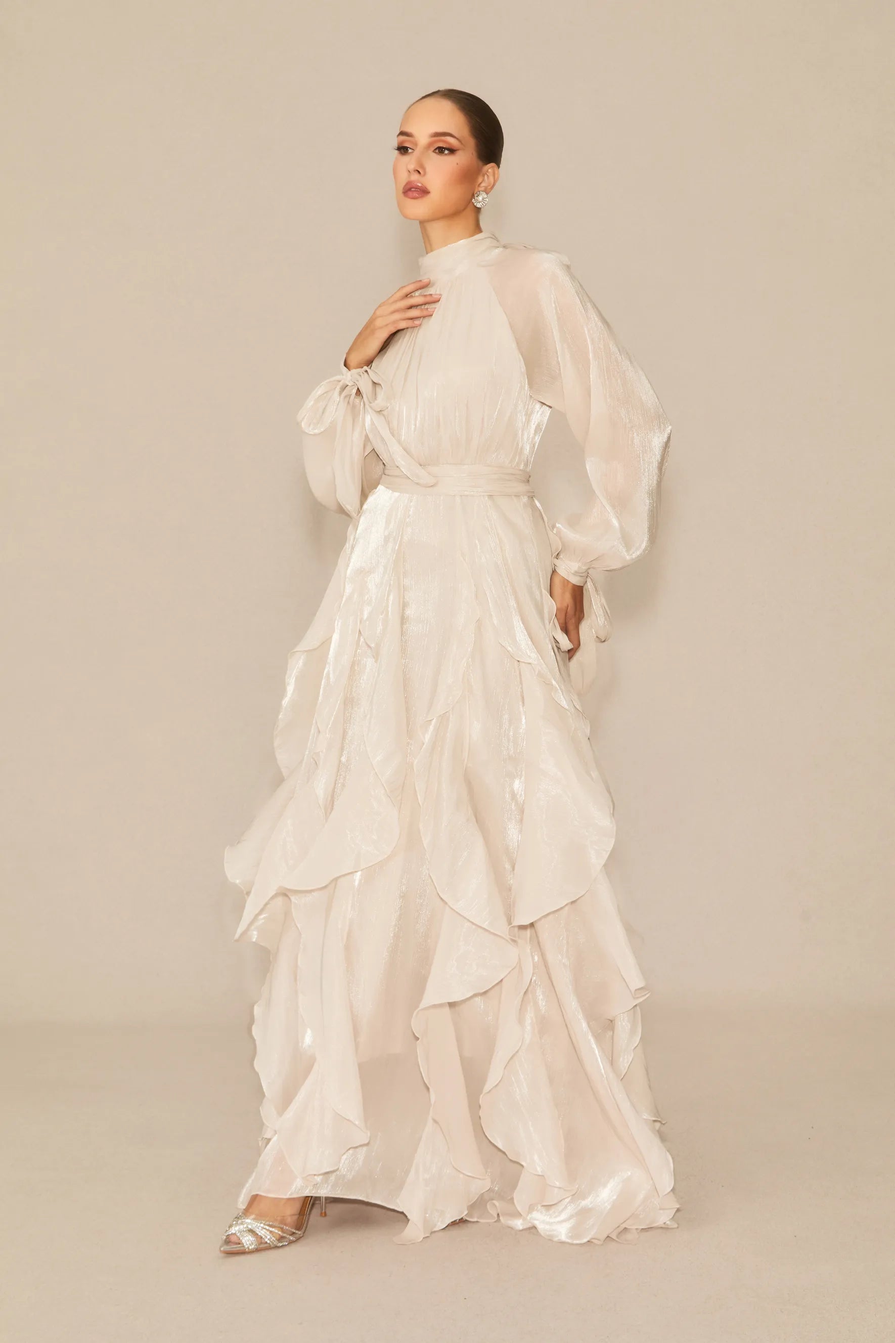 Amalfi | Women’s Mock Neck Ruffle Tiered Flowy Maxi Dress