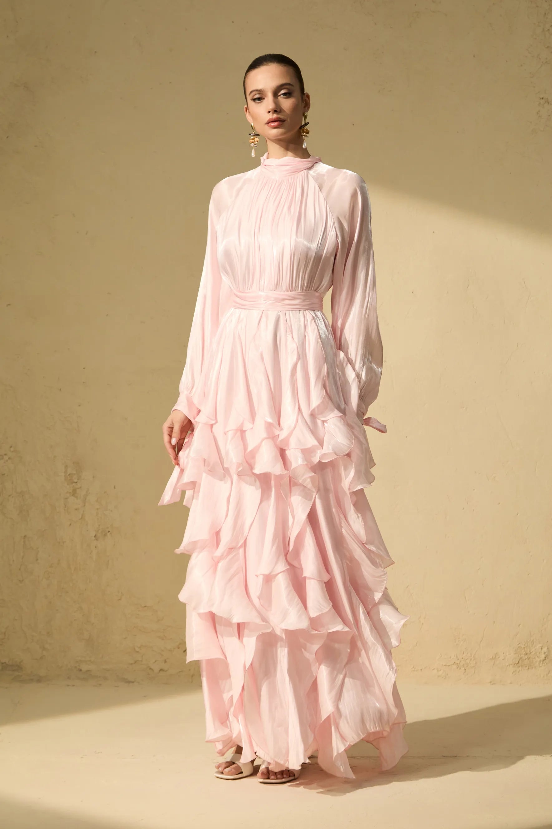 Amalfi | Women’s Mock Neck Ruffle Tiered Flowy Maxi Dress