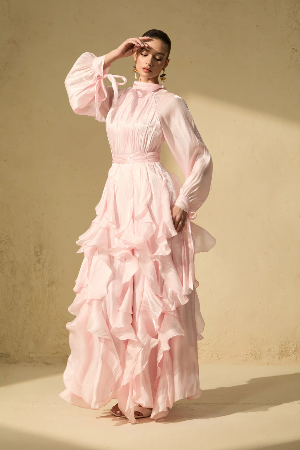 Amalfi | Women’s Mock Neck Ruffle Tiered Flowy Maxi Dress