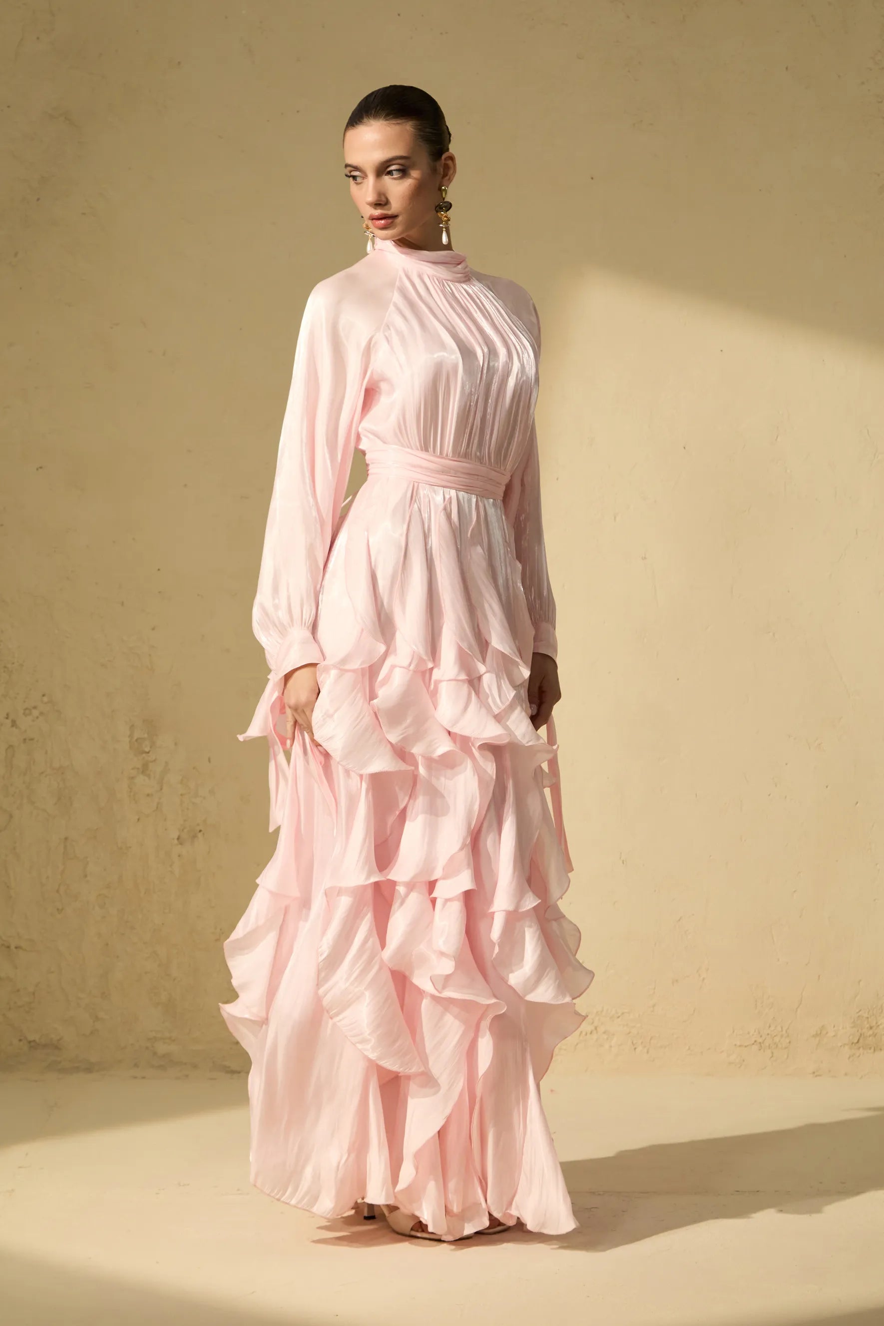 Amalfi | Women’s Mock Neck Ruffle Tiered Flowy Maxi Dress