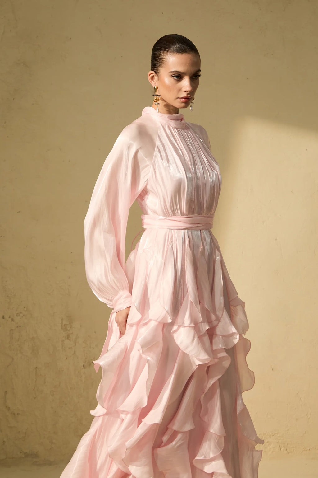 Amalfi | Women’s Mock Neck Ruffle Tiered Flowy Maxi Dress