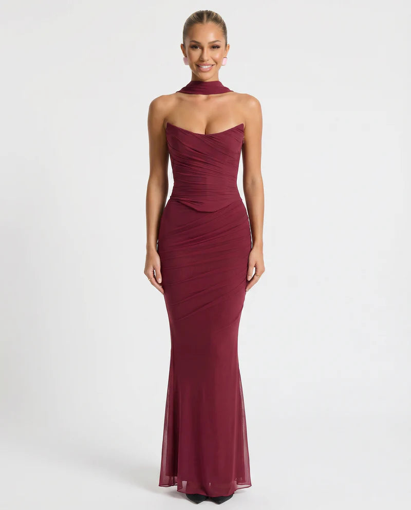Amaliya | Women's Ruched Sleeveless Wedding Guest Maxi Dress