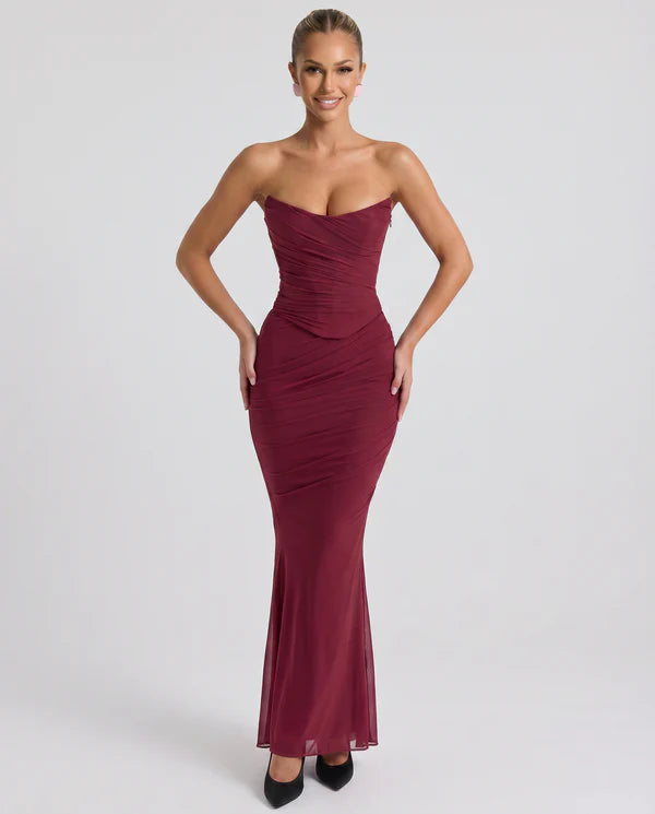 Amaliya | Women's Ruched Sleeveless Wedding Guest Maxi Dress