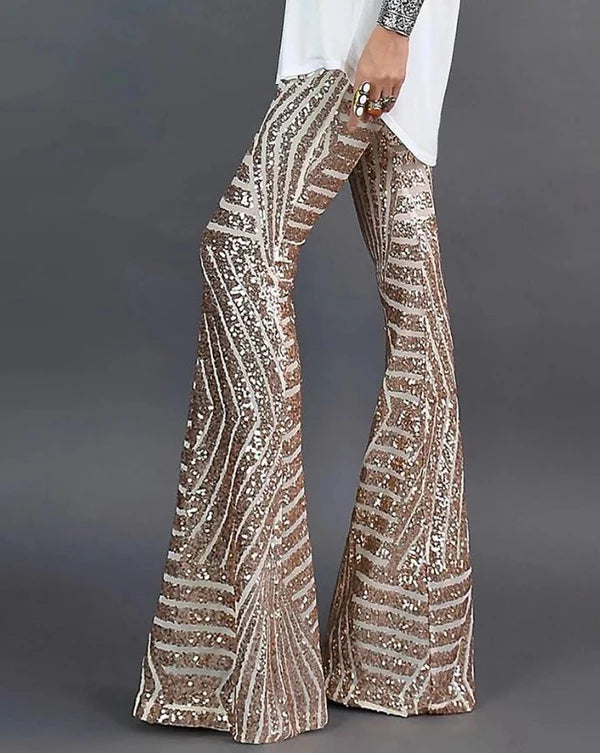Amber | Women’s Glitter Sequin Bell Bottom Pants