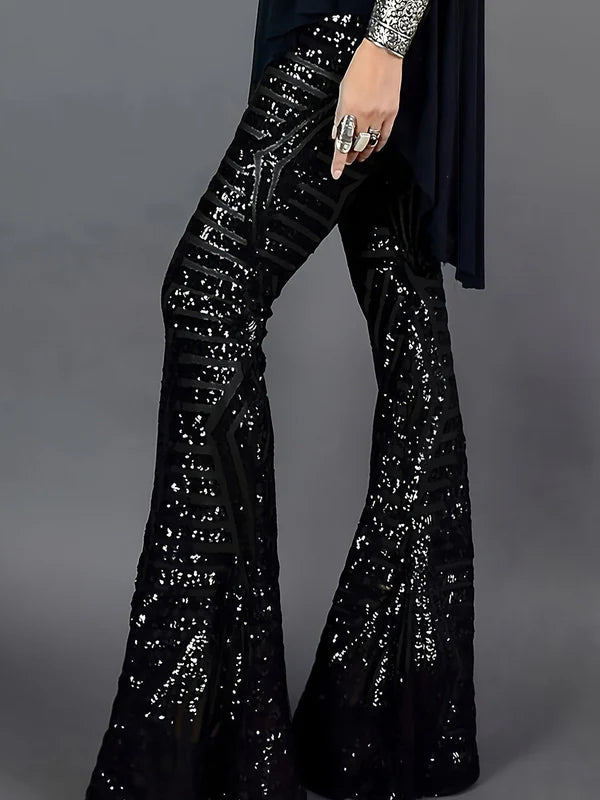 Amber | Women’s Glitter Sequin Bell Bottom Pants