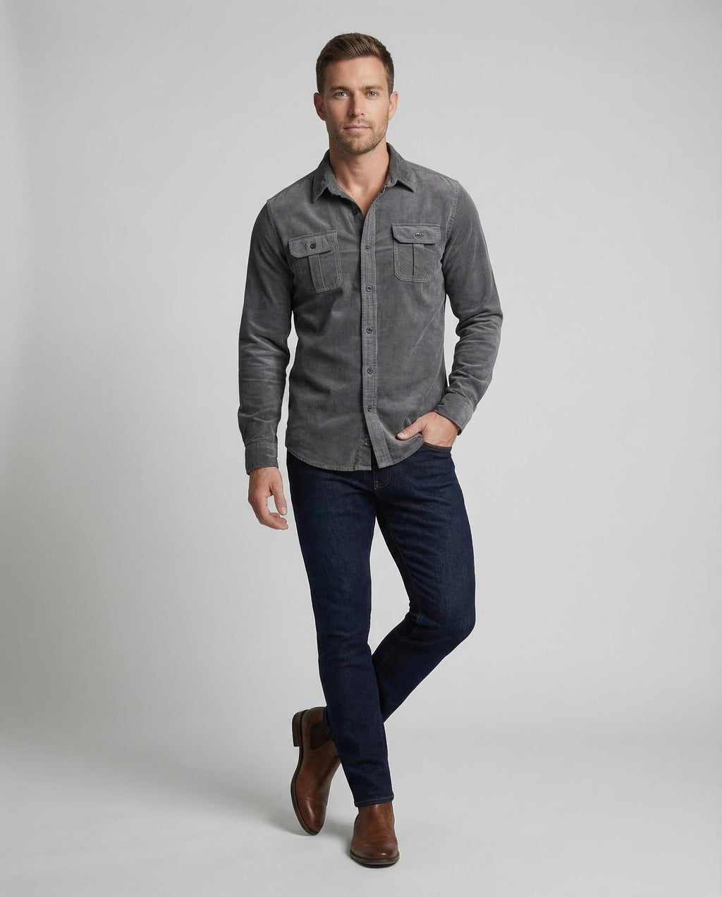 Ambrose | Men's Long Sleeve Button Front Dress Shirt