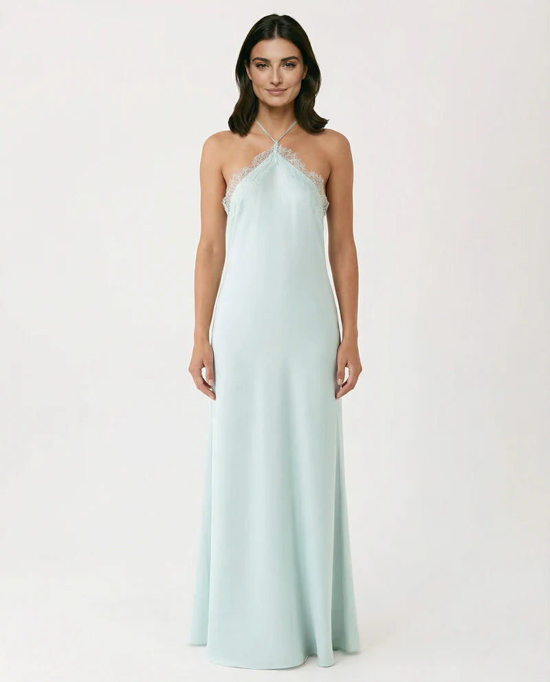 Ameena | Women's Open Back Halter Neck Sleeveless Maxi Dress
