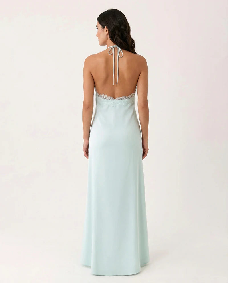 Ameena | Women's Open Back Halter Neck Sleeveless Maxi Dress