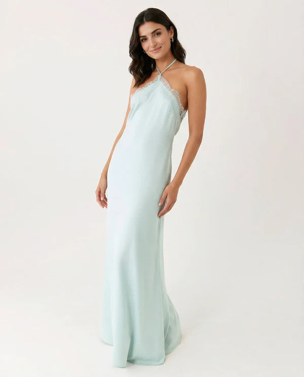 Ameena | Women's Open Back Halter Neck Sleeveless Maxi Dress