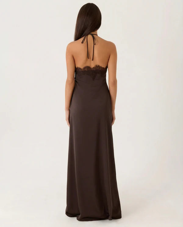Ameena | Women's Open Back Halter Neck Sleeveless Maxi Dress