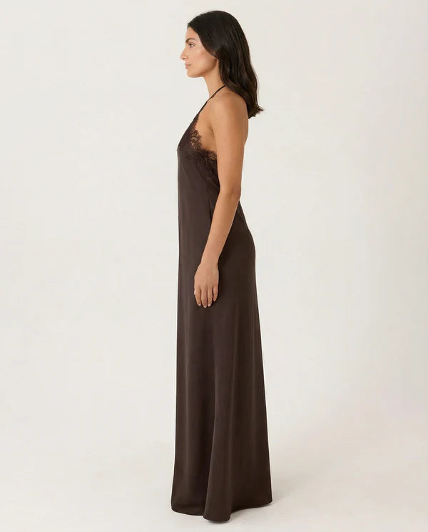 Ameena | Women's Open Back Halter Neck Sleeveless Maxi Dress