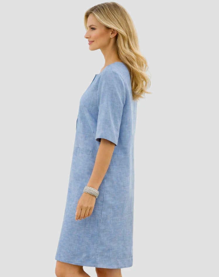 Amelie | Women’s Front Pocket Split Neck Beach Mini Dress