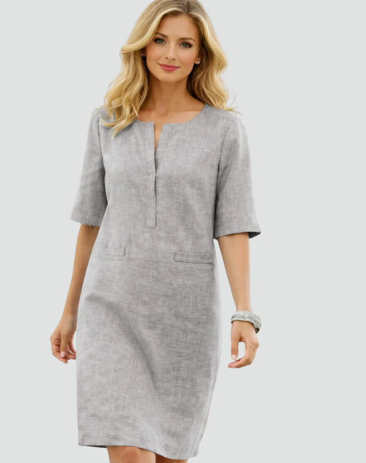 Amelie | Women’s Front Pocket Split Neck Beach Mini Dress