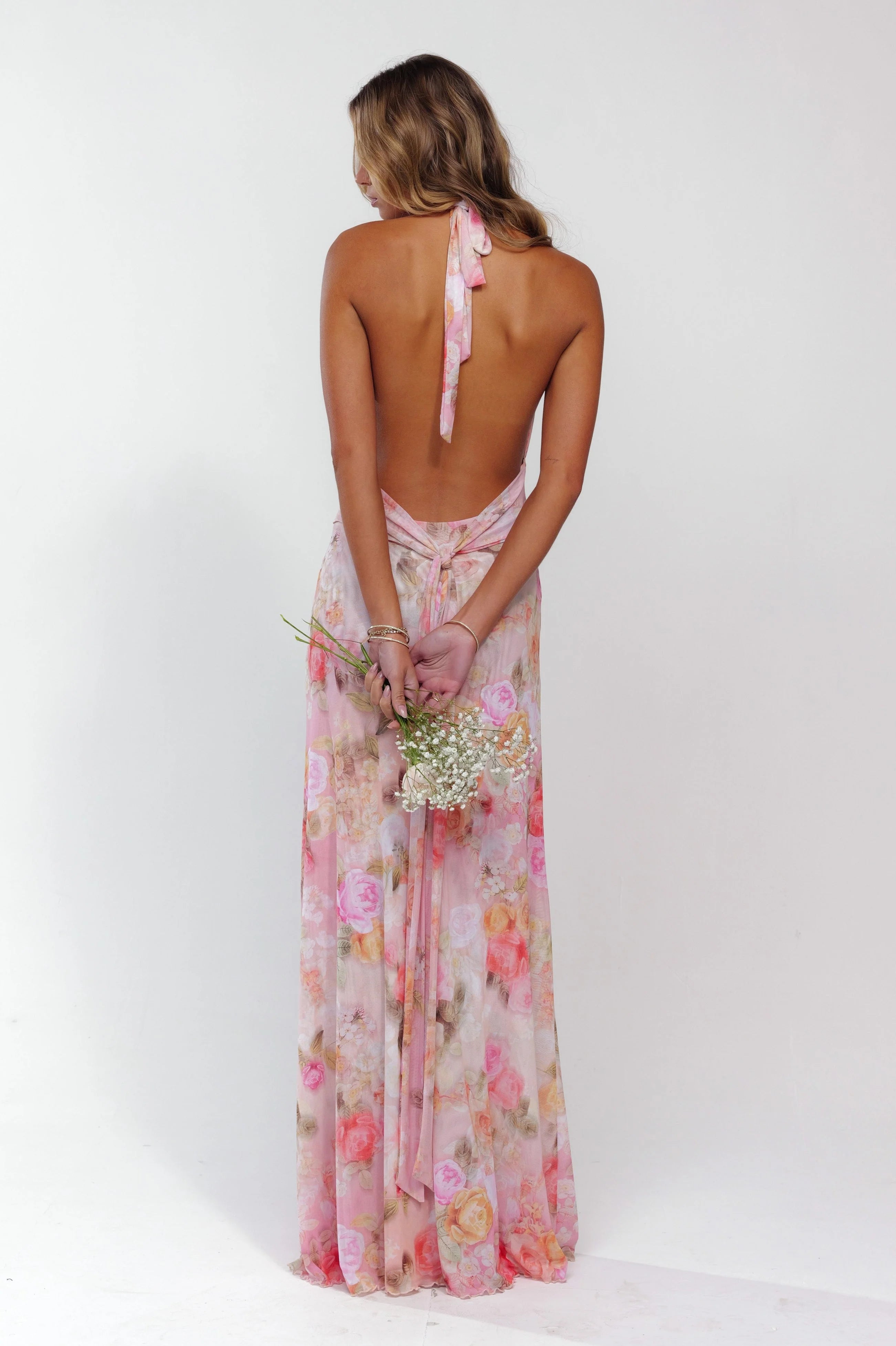 Aminata | Women’s Floral Sleeveless Halter Neck Flowy Maxi Dress