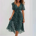 Amira | Women's V Neck Flowy Summer Midi Dress