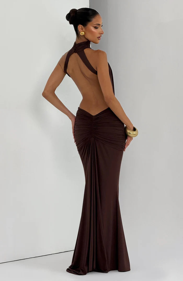 Amirah | Women’s Open Back Sleeveless Halter Neck Maxi Dress