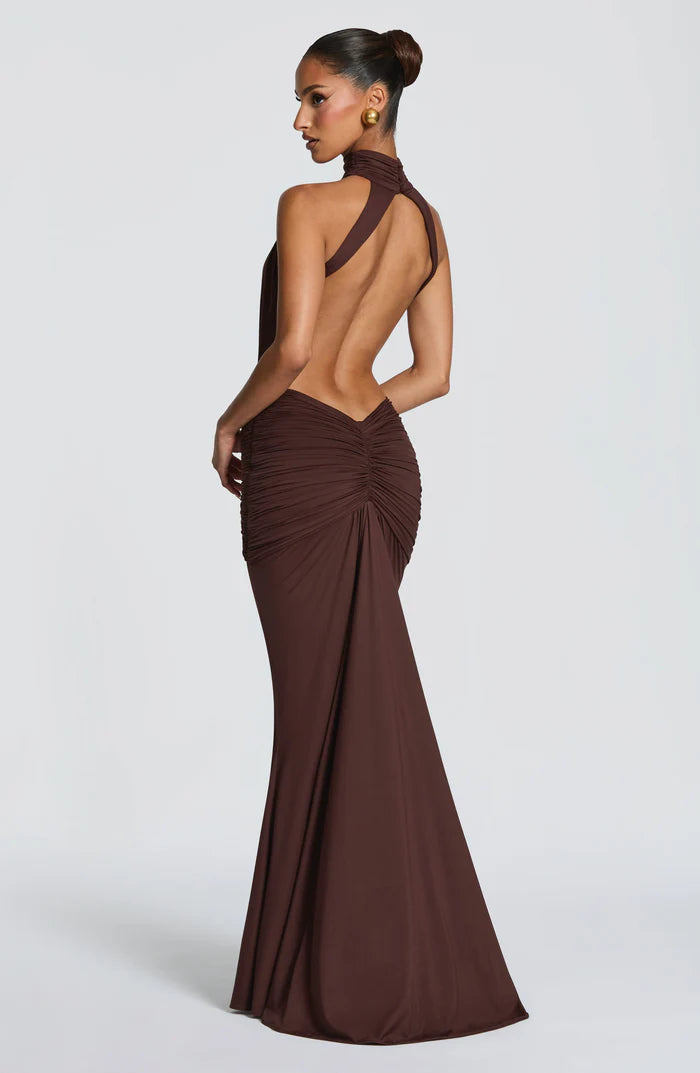 Amirah | Women’s Open Back Sleeveless Halter Neck Maxi Dress