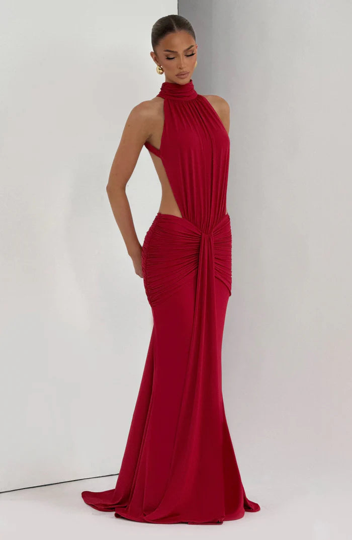 Amirah | Women’s Open Back Sleeveless Halter Neck Maxi Dress