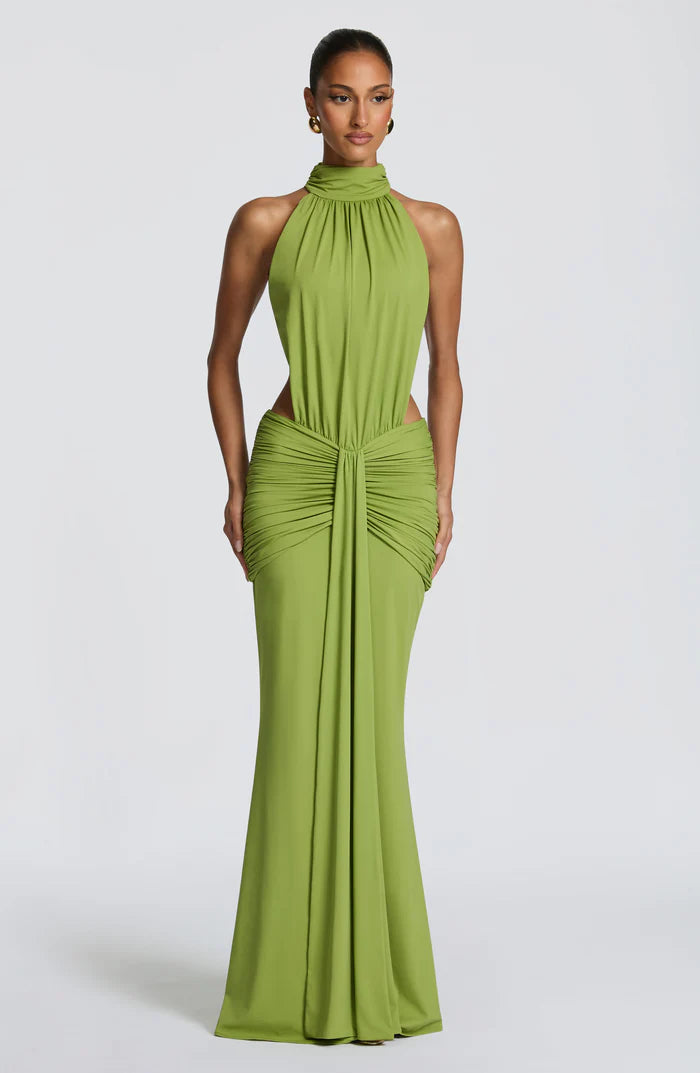 Amirah | Women’s Open Back Sleeveless Halter Neck Maxi Dress