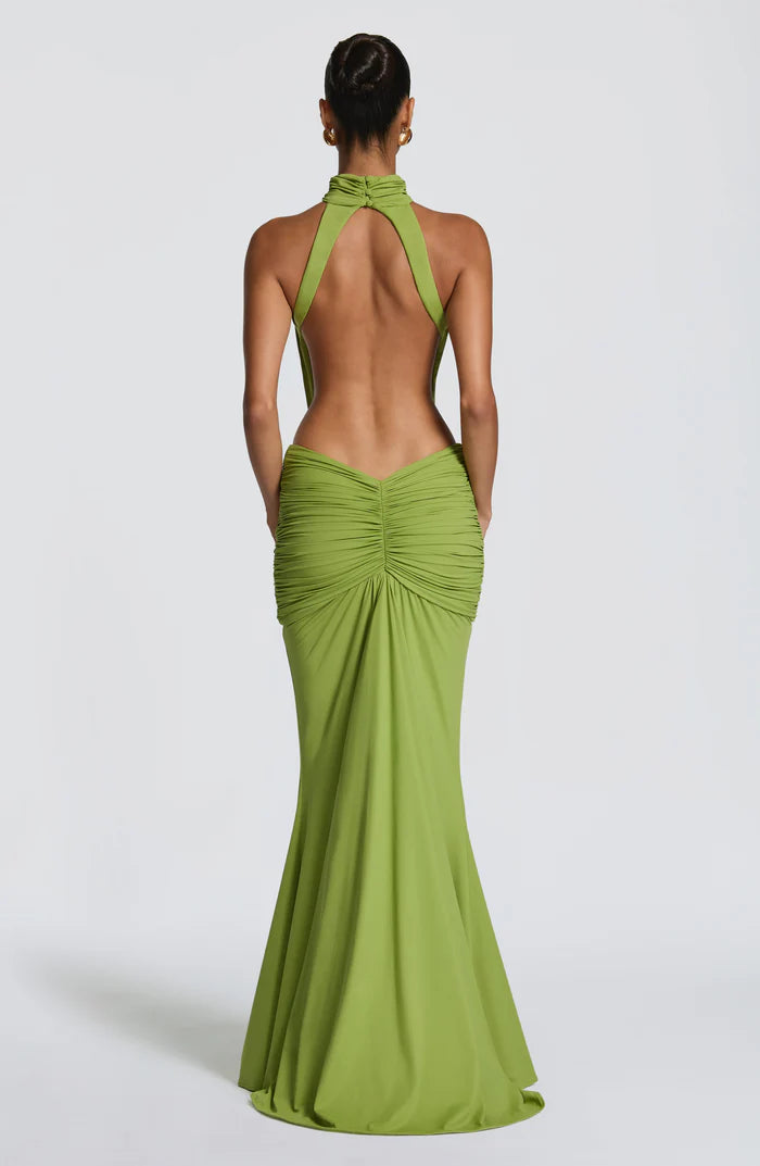 Amirah | Women’s Open Back Sleeveless Halter Neck Maxi Dress