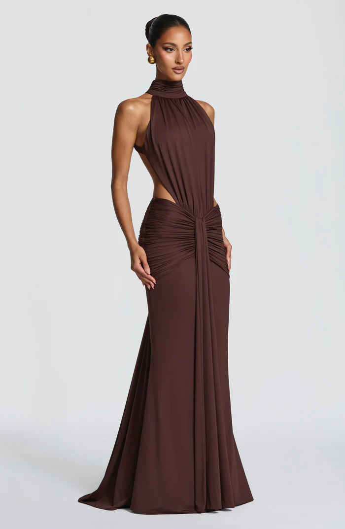Amirah | Women’s Open Back Sleeveless Halter Neck Maxi Dress