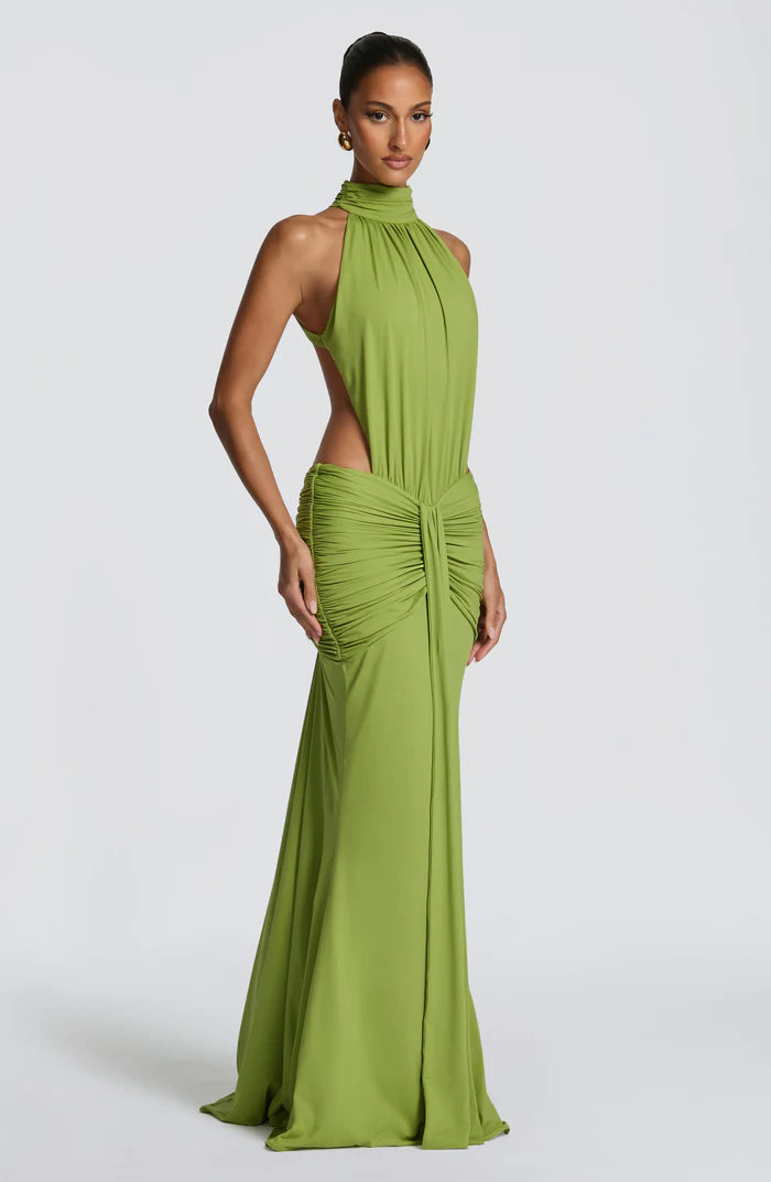 Amirah | Women’s Open Back Sleeveless Halter Neck Maxi Dress