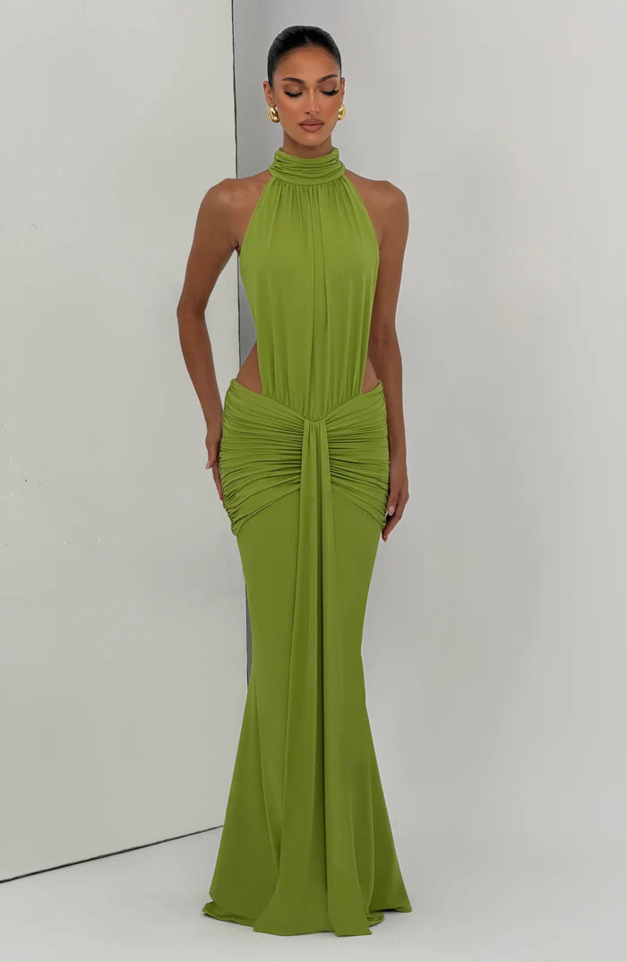Amirah | Women’s Open Back Sleeveless Halter Neck Maxi Dress