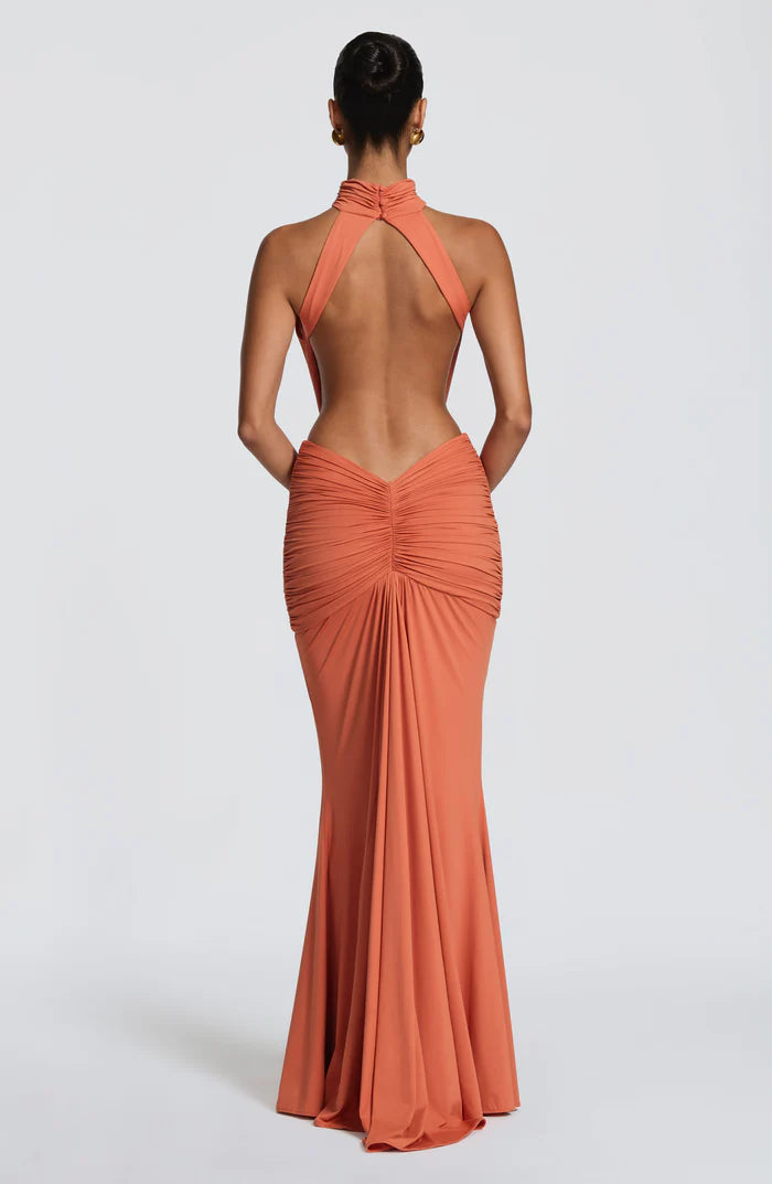 Amirah | Women’s Open Back Sleeveless Halter Neck Maxi Dress