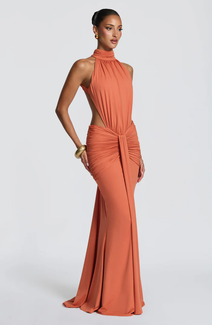 Amirah | Women’s Open Back Sleeveless Halter Neck Maxi Dress