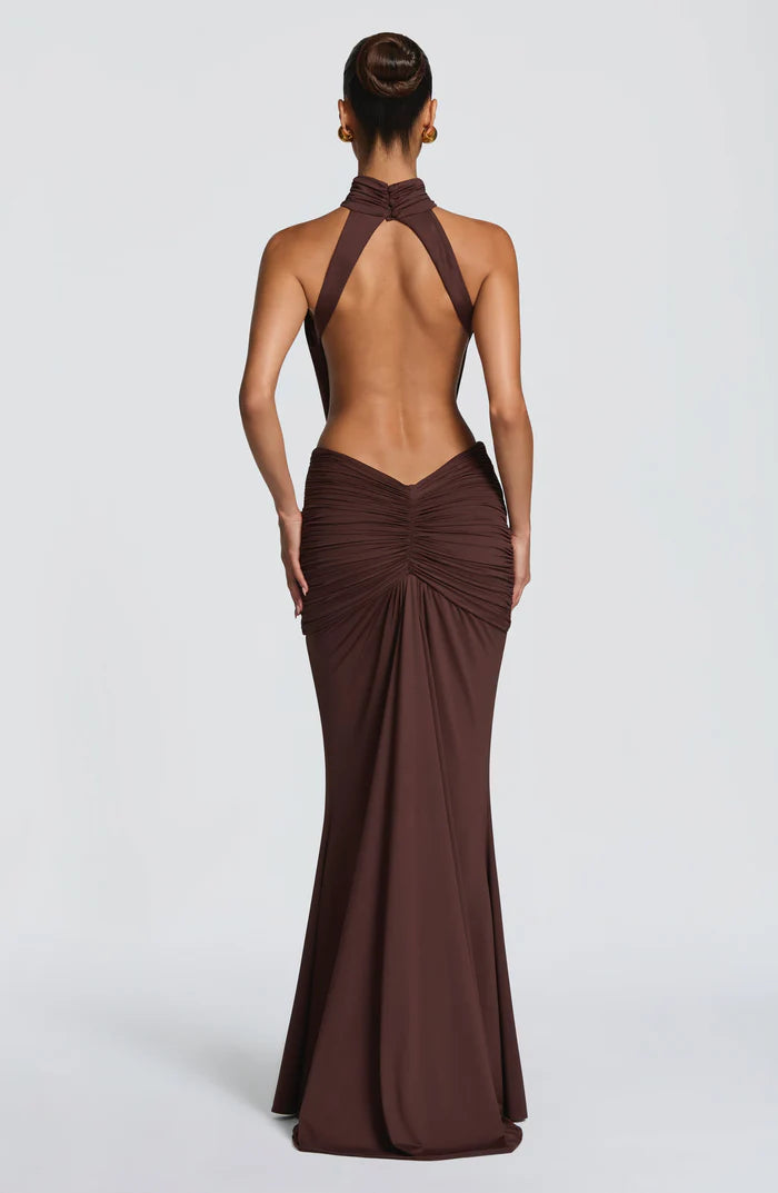 Amirah | Women’s Open Back Sleeveless Halter Neck Maxi Dress