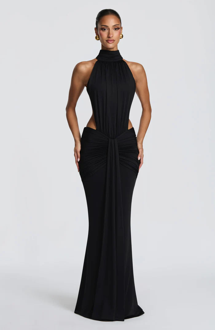 Amirah | Women’s Open Back Sleeveless Halter Neck Maxi Dress