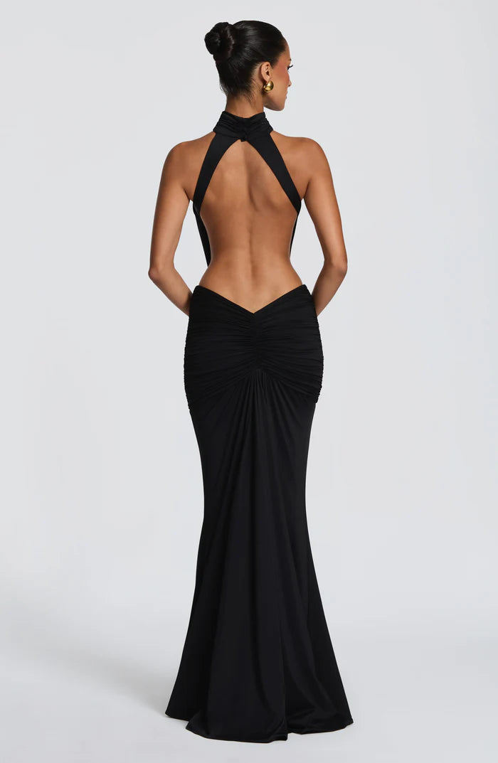 Amirah | Women’s Open Back Sleeveless Halter Neck Maxi Dress